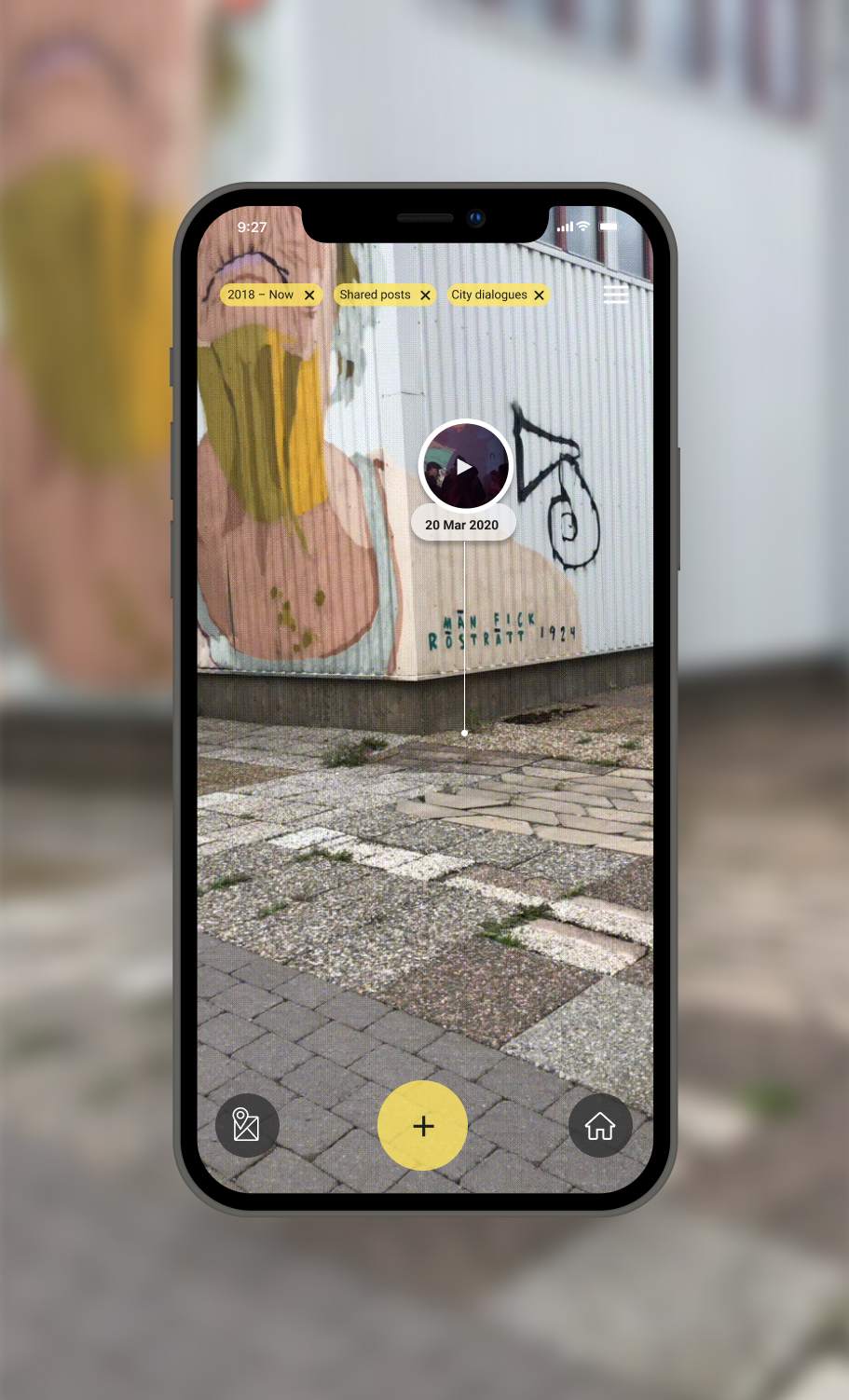 Augment Your City citizen-side screen showing a finished AR contribution at a Ringön location.