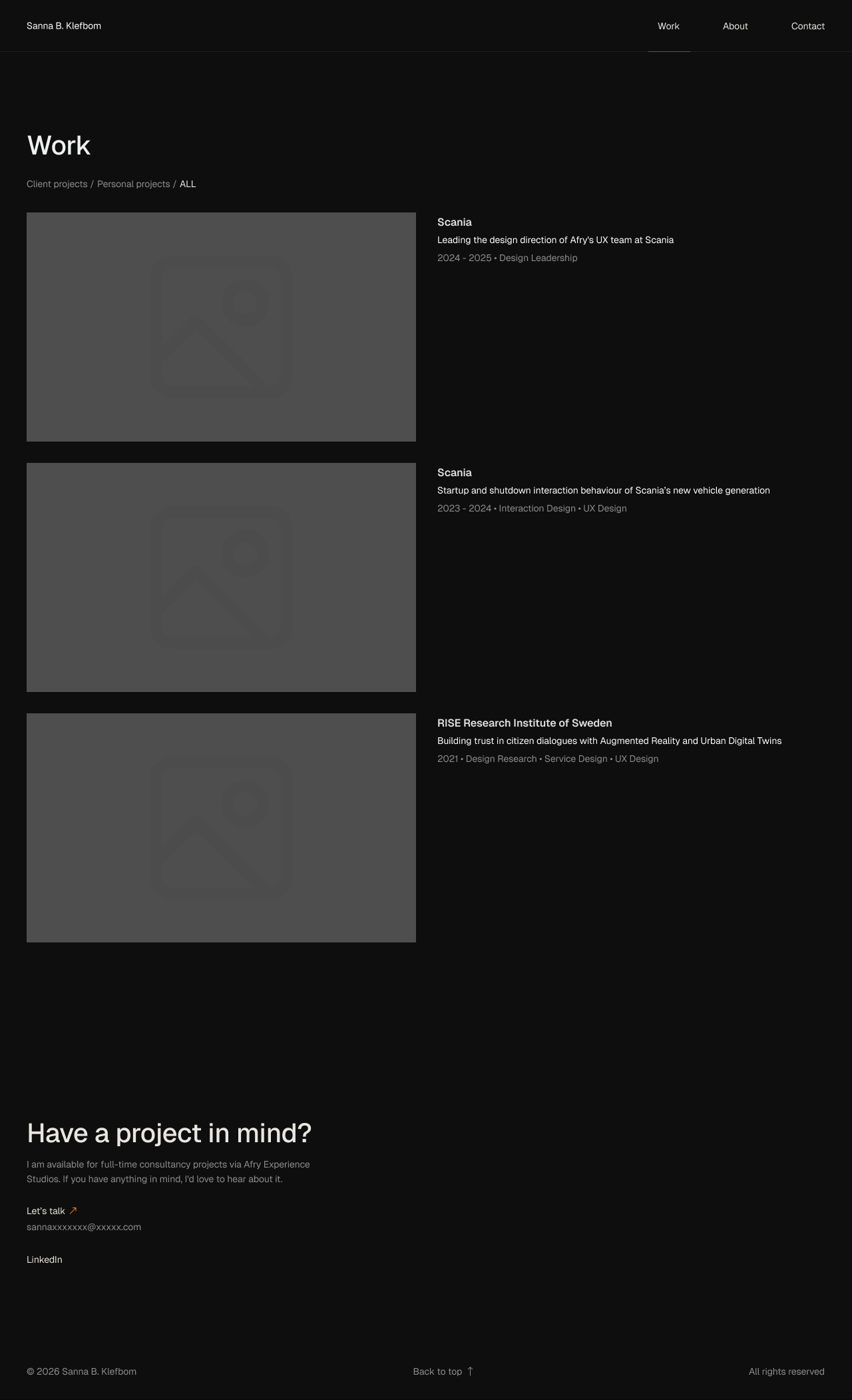 The refined Work page design in Figma, read by Claude through the MCP connection